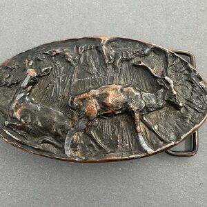 Vintage Oval Deer Belt Buckle
